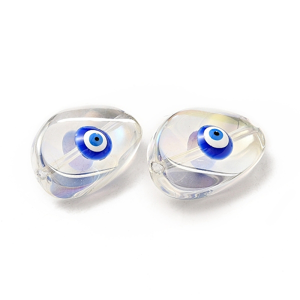 

PandaHall Transparent Glass Beads, with Enamel, Teardop with Evil Eye Pattern, Blue, 18.5x12.5x8mm, Hole: 1.2mm Glass Teardrop Blue