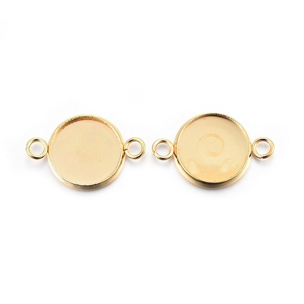 

PandaHall 201 Stainless Steel Cabochon Connector Settings, Plain Edge Bezel Cups, Flat Round, Real 24K Gold Plated, Tray: 12mm, 21x14x2mm...