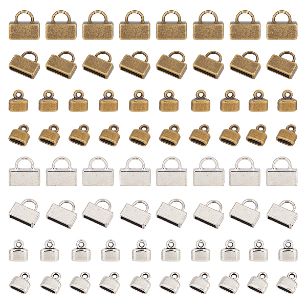 

PandaHall arricraft 120 Pcs Flat Cord Ends, 2 Colors Antique Silver Bronze Zinc Alloy Cord Ends Flat Leather Jewelry Making for Bracelets...