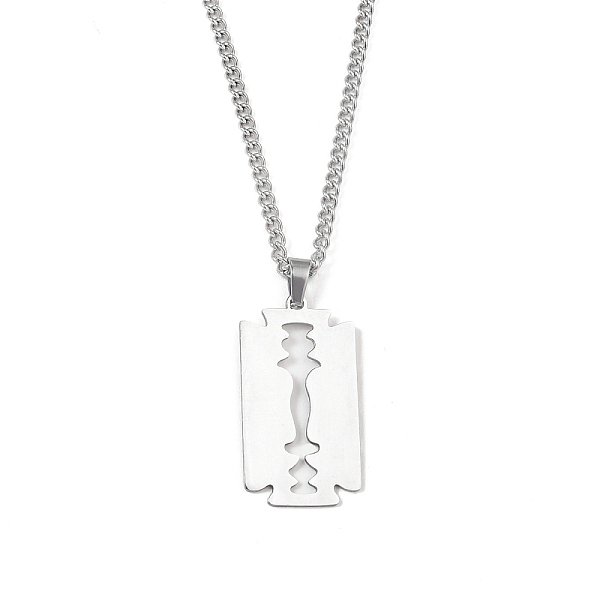 

PandaHall 201 Stainless Steel Pendant Necklaces for Man, Sharp Edged Razor Blade, 23.74 inch(60.3cm), Rectangle: 35.5x19x1.3mm 201 Stainless...
