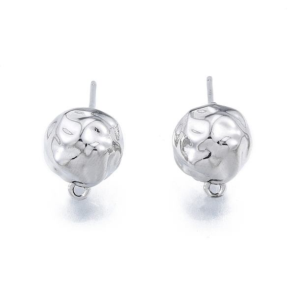 

PandaHall Brass Stud Earrings Findings, with Horizontal Loops, Half Round, Platinum, 11.7x9.6x5.3mm, Hole: 1mm, Pin: 0.8mm Brass Half Round