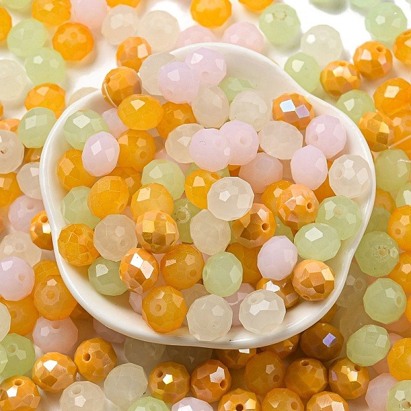 

PandaHall Glass Beads, Faceted, Rondelle, Green Yellow, 10x8mm, Hole: 1mm, about 560pcs/500g Glass Rondelle