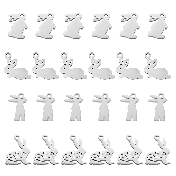 

PandaHall SUNNYCLUE 24Pcs 4 Style 201 Stainless Steel Bunny Charms, Rabbit, Easter Bunny, Stainless Steel Color, 6pcs/style 201 Stainless...