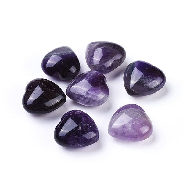 

PandaHall Natural Amethyst Heart Love Stone, Pocket Palm Stone for Reiki Balancing, 25x24~26x13~15mm Amethyst Heart