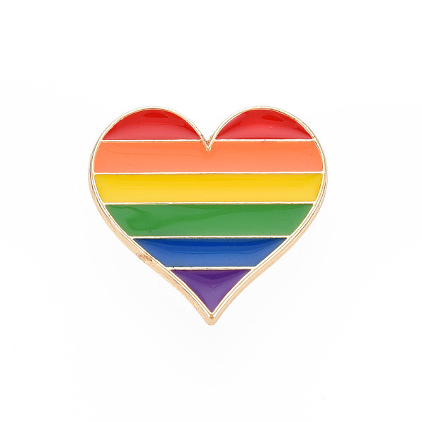 

PandaHall Alloy Pride Brooches, Enamel Pin, with Brass Butterfly Clutches, Rainbow Heart, Light Gold, Colorful, 23x25x2mm, Pin: 1mm...