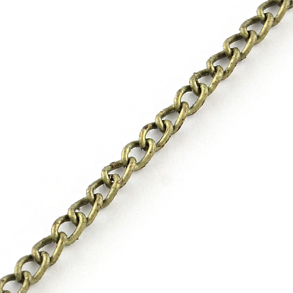 

PandaHall Unwelded Iron Twisted Chains, with Spool, Curb Chains, Antique Bronze, 3.3x2.1x0.6mm, about 328.08 Feet(100m)/roll Iron