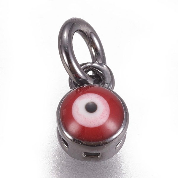 

PandaHall Brass Enamel Charms, Evil Eye, Gunmetal, 4x4mm, Hole: 2mm Brass+Enamel Evil Eye