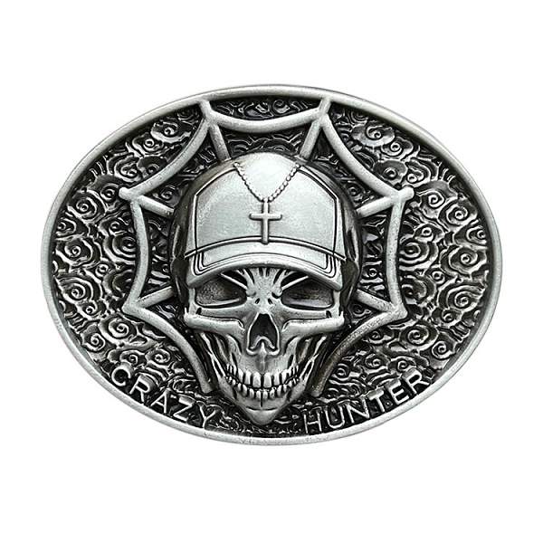 

PandaHall Zinc Alloy Smooth Buckles, Belt Fastener, Oval with Skull, Antique Silver, 68x88mm Alloy Skull