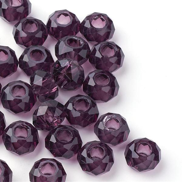 

PandaHall Glass European Beads, Large Hole Beads, No Metal Core, Rondelle, Indigo, 14x8mm, Hole: 5mm Glass Rondelle Purple