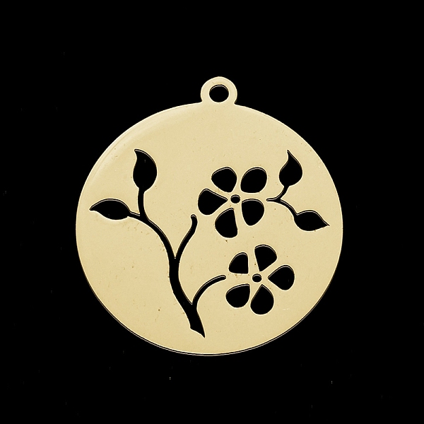 

PandaHall 201 Stainless Steel Pendants, Laser Cut, Hollow, Flat Round with Flower, Golden, 27.5x25x1mm, Hole: 1.8mm 201 Stainless Steel Flat...