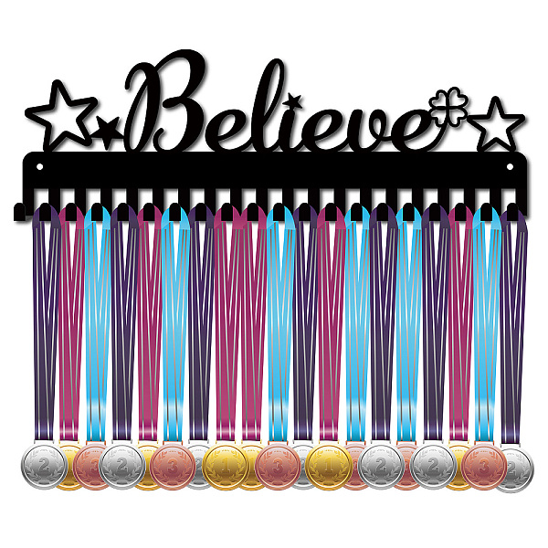 

PandaHall CREATCABIN Believe Medal Holder Start Four Leaf Clover Awards Display Stand Wall Rack Mount Hanger Decor Stainless Steel Metal...