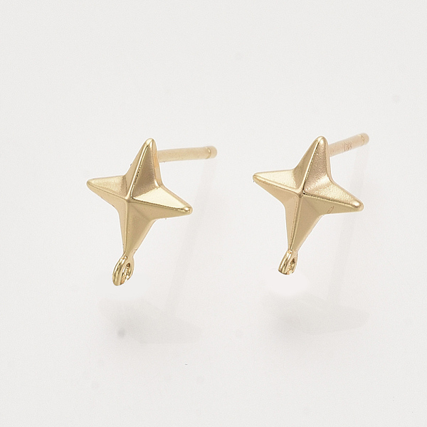 

PandaHall Brass Stud Earring Findings, Nickel Free, with Loop, Real 18K Gold Plated, Star, Star: 9.5x7mm, Hole: 0.9mm, Pin: 0.8mm Brass Star
