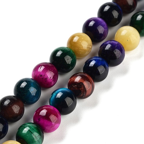 

PandaHall 7 Colors Natural Tiger Eye Beads Strands, Round, Mixed Dyed and Undyed, Mixed Color, 8.5mm, Hole: 1.2mm, about 47pcs/strand..., Multicolor