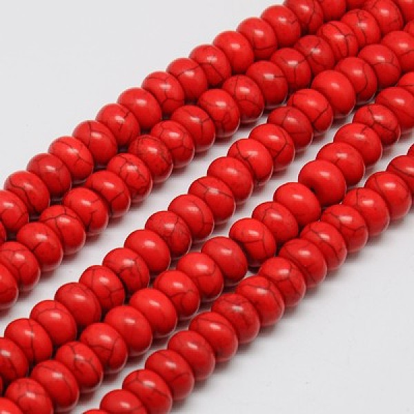 

PandaHall Synthetic Turquoise Beads Strands, Dyed, Rondelle, Red, 8x5mm, Hole: 1mm, about 80pcs/strand, 15.55 inch Synthetic Turquoise...