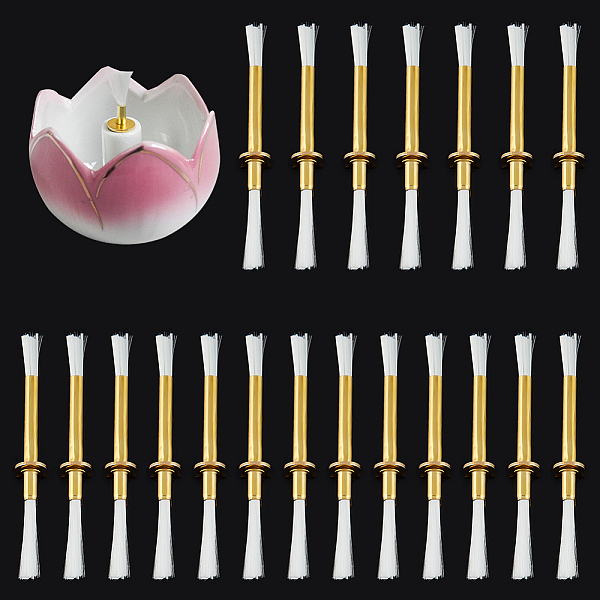 

PandaHall Replacement Fiberglass Torch Wicks, with Brass Tube Holder, for Oil Lamp Alcohol Burner, Golden, 7.8~8x0.9cm, 20pcs/box Brass..., White