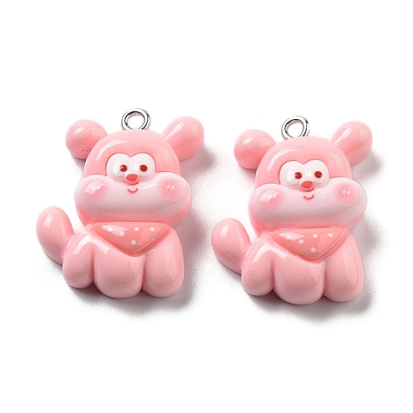 

PandaHall Opaque Resin Puppy Pendants, Dog Charms with Scarf, Pink, 27x20x9mm, Hole: 2mm Resin Dog Pink