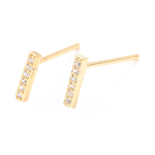 

PandaHall Brass Micro Pave Clear Cubic Zirconia Stud Earrings, Greek Alphabet, Real 18k Gold Plated, Letter.I, 8x1.7x1.8mm, Pin: 0.8mm Cubic...