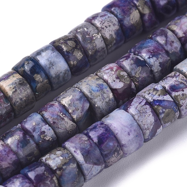 

PandaHall Natural African Pyrite Beads Strands, Dyed, Heishi Beads, Flat Round/Disc, 6x3mm, Hole: 0.7mm, about 119 pcs/Strand, 15.75 inch(40...
