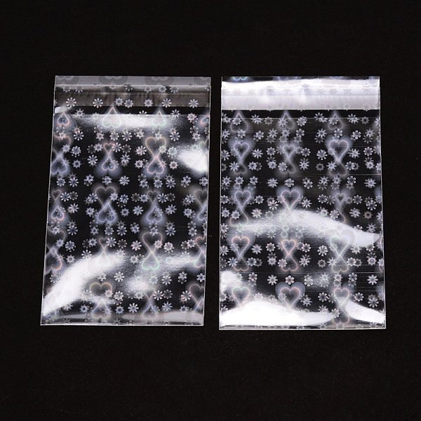 

PandaHall Laser OPP Plastic Bags, Cellophane Bags, for Jewelry Packing, Rectangle, Heart Pattern, 110x65x0.1mm, 50pcs/bag OPP Cellophane...