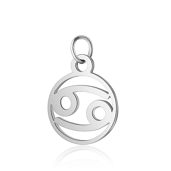 

PandaHall 304 Stainless Steel Charms, with Jump Rings, Polished, Flat Round with Constellation, Cancer, 13x11x1mm, Hole: 2.5mm 304 Stainless...