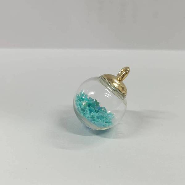 

PandaHall Glass Ball Pendants, with Star Glitter Sequins and Golden Plated CCB Plastic Cup Peg Bails, Round, Light Sky Blue, 20.5x15mm, Hole...