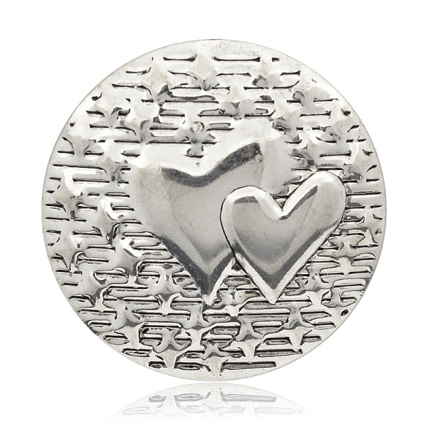 

PandaHall Carved Heart Iron Flat Round Pendants, Antique Silver, 45x3mm, Hole: 5mm Iron Flat Round