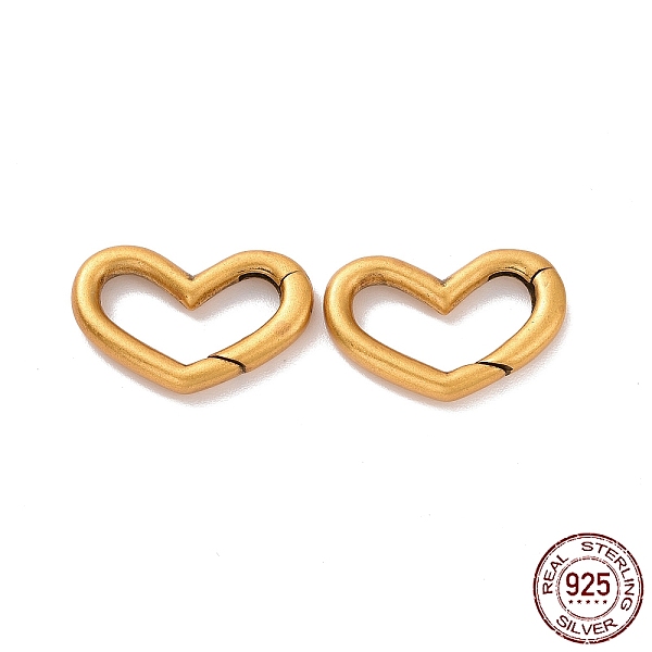 

PandaHall 925 Sterling Silver Spring Gate Rings, Heart, Antique Golden, 10.5x16x2mm, Inner Diameter: 4x12mm Sterling Silver