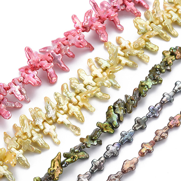 

PandaHall Natural Keshi Pearl Beads Strands, Cultured Freshwater Pearl, Dyed, Cross, Mixed Color, 12~25x8~10x3~5mm, Hole: 0.5mm, about..., Multicolor