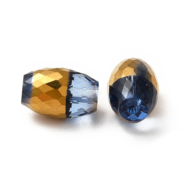

PandaHall Opaque Electroplate Glass Beads, Golden Plated, Faceted, Oval, Marine Blue, 12x8mm, Hole: 0.8mm Glass Oval