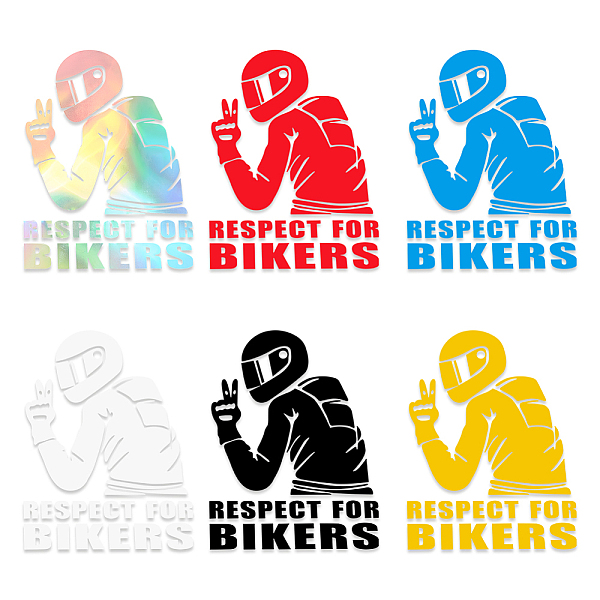 

PandaHall AHANDMAKER 6Pcs Waterproof Car Stickers and Decals, Respect Biker Sticker Self Adhesive Reflective Sticker Decal Safety Driving..., Multicolor