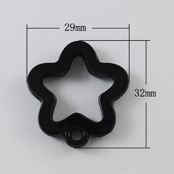 

PandaHall Acrylic Pendants, Flower, Black, 32x29x5mm, Hole: 3mm, about 340pcs/500g Acrylic Flower Black