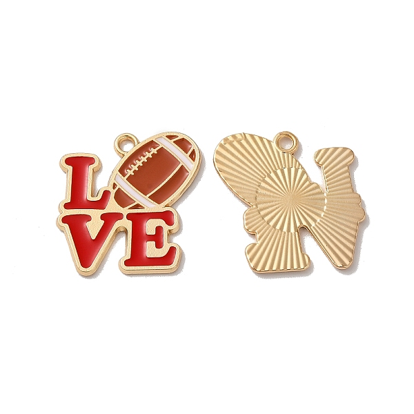 

PandaHall Alloy Enamel Pendants, Cadmium Free & Nickel Free & Lead Free, Light Gold, Word LOVE with Rugby Charm, Red, 23.5x22.5x1.5mm, Hole...