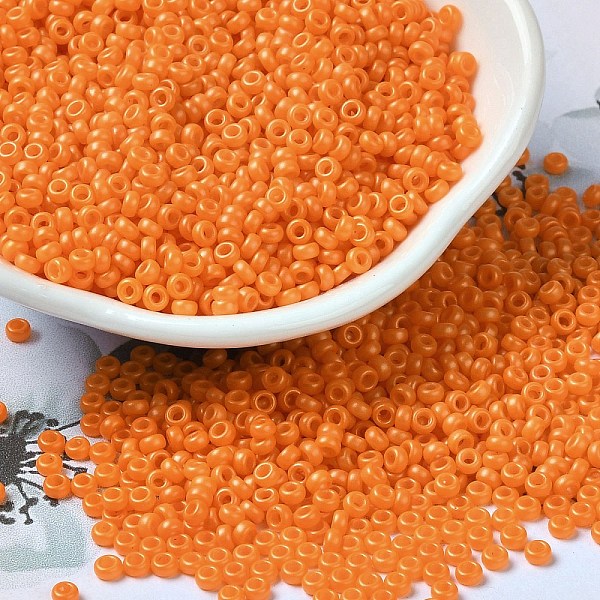 

PandaHall Baking Paint Glass Seed Beads, Donut, Coral, 8/0, 2.5~3x1~1.5mm, Hole: 1~1.2mm, about 40909pcs/1pound Glass Donut Red