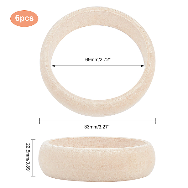 

PandaHall OLYCRAFT Unfinished Wood Bangles Wood Orange