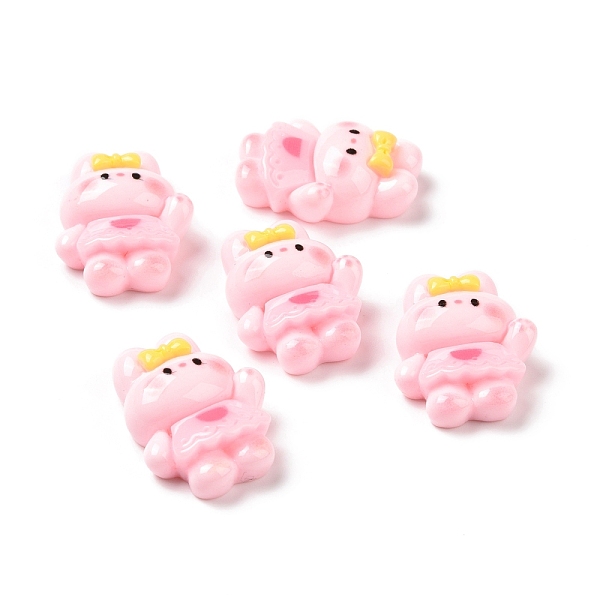 

PandaHall Opaque Resin Cabochons, Rabbit with Yellow Bowknot, Pink, 24.5x18x8mm Resin Rabbit Pink