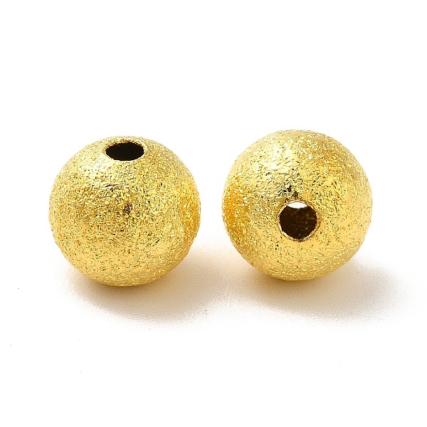 

PandaHall Brass Textured Beads, Round, Golden, 8mm, Hole: 1.5~2mm Brass Round