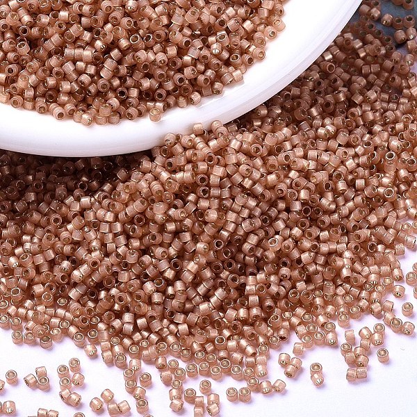 

PandaHall MIYUKI Delica Beads, Cylinder, Japanese Seed Beads, 11/0, (DB2172) Duracoat Semi-Frosted Silver Lined Dyed Rose Copper, 1.3x1.6mm..., Orange