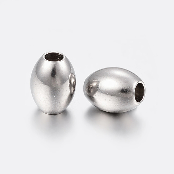 

PandaHall 201 Stainless Steel Beads, Oval, Stainless Steel Color, 5x6.5mm, Hole: 2mm 201 Stainless Steel Oval