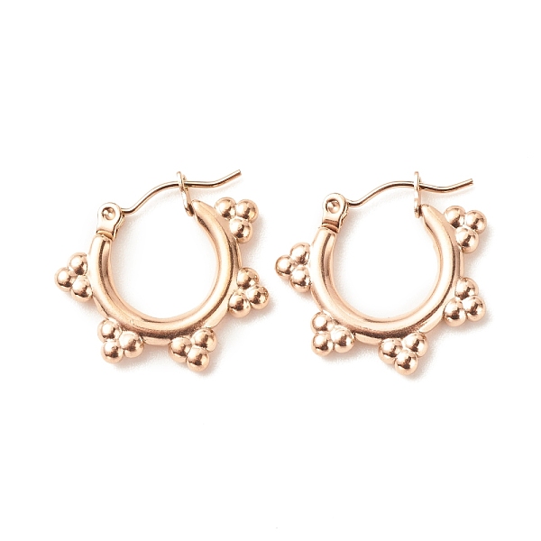 

PandaHall Ion Plating(IP) 304 Stainless Steel Flower Hoop Earrings for Women, Rose Gold, 19x21mm, Pin: 0.8mm 304 Stainless Steel Flower