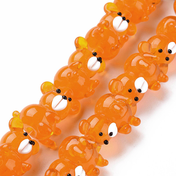 

PandaHall Transparent Handmade Bumpy Lampwork Beads Strands, Bear, Coral, 19~20x14.5~16.5x16~17.5mm, Hole: 2mm, about 25pcs/strand, 10.79..., Red