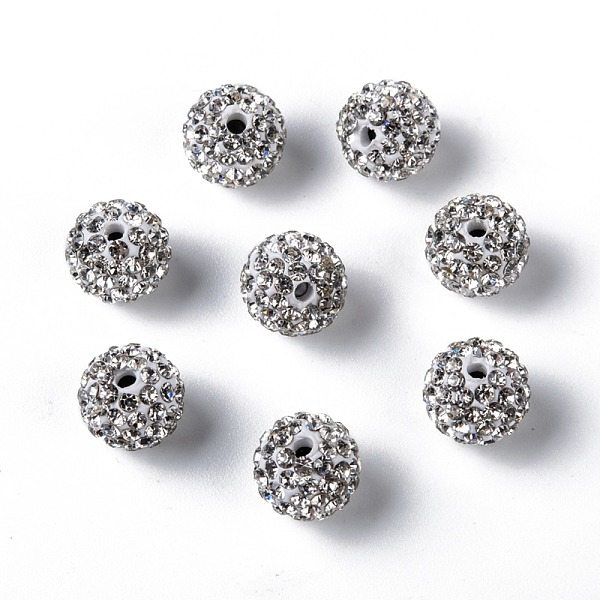 

PandaHall Grade A Rhinestone Pave Disco Ball Beads, for Unisex Jewelry Making, Round, Crystal, PP11(1.7~1.8mm), 10mm, Hole: 1mm Polymer..., Clear