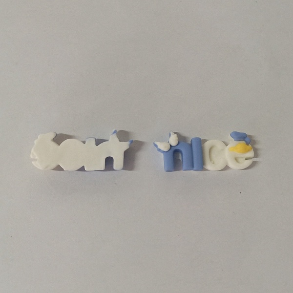 

PandaHall Opaque Resin Cabochons, Word Nice, Steel Blue, 32x13x6.5mm Resin Word