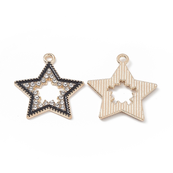 

PandaHall Alloy Rhinestone Pendants, Enamel Style, Star Charm, Light Gold, Black, 24x22x1.5mm, Hole: 1.8mm Alloy Rhinestone+Enamel Star...
