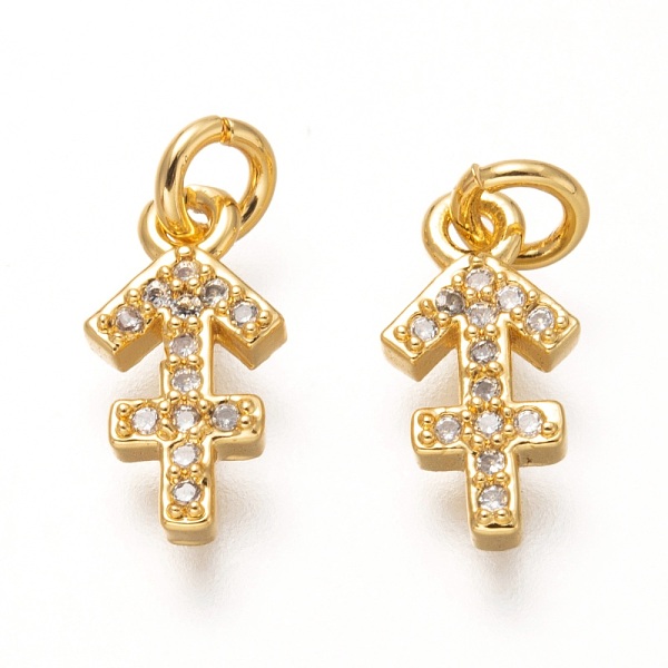 

PandaHall Brass Micro Pave Clear Cubic Zirconia Pendants, Real 18K Gold Plated, with Jump Rings, 12 Constellations, Cadmium Free & Lead Free...