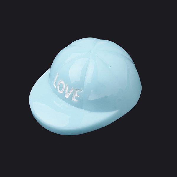 

PandaHall Resin Cabochons, Hat with Word Love, Light Cyan, 25x19x11mm Resin Hat