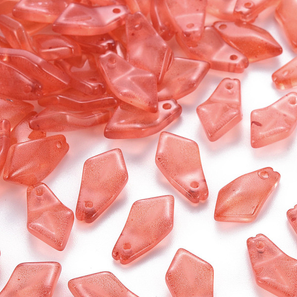 

PandaHall Transparent Spray Painted Glass Charms, Petaline, Salmon, 14.5x7.5x4mm, Hole: 1.2mm Glass Petaline Red