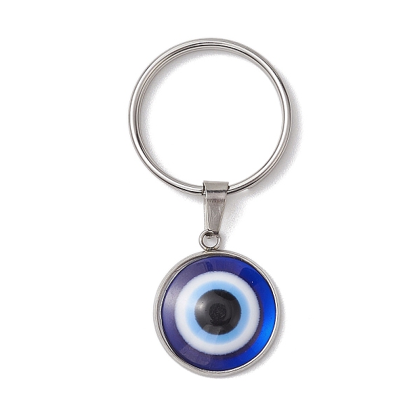 

PandaHall Evil Eye Resin Keychains, with 304 Stainless Steel Findings and Iron Split Key Rings, Flat Round, Stainless Steel Color, 5.3cm...