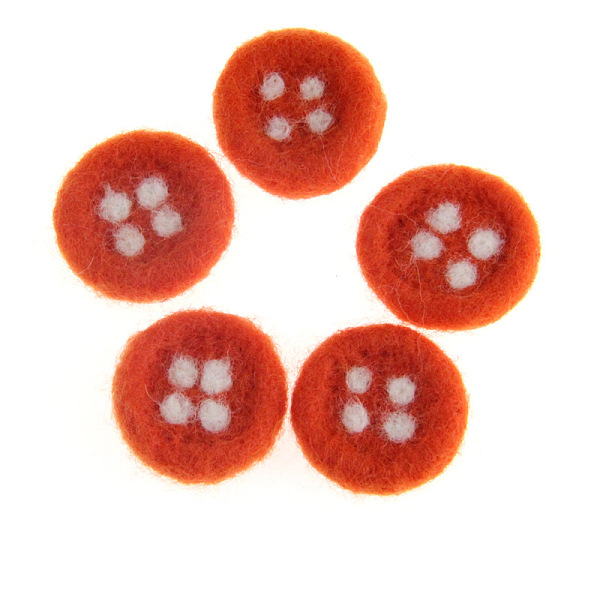 

PandaHall Flat Round Button Handmade Wool Felt Ornament Accessories, for DIY Children Hair Tie, Orange Red, 30x30mm Felt Flat Round