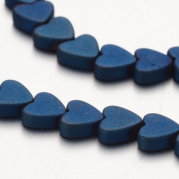 

PandaHall Electroplate Non-magnetic Synthetic Hematite Beads Strands, Frosted, Heart, Blue Plated, 6x6x2mm, Hole: 1mm, about 80pcs/strand...