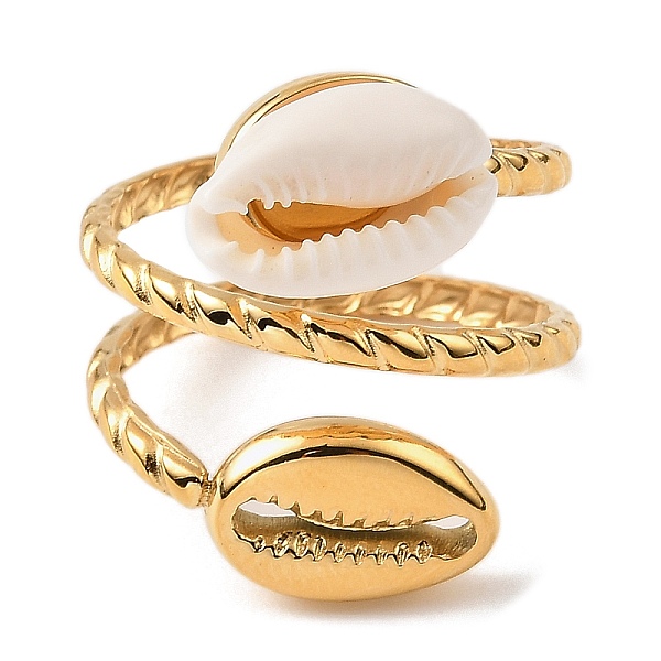 304 Stainless Steel Shell Open Cuff Rings For Women